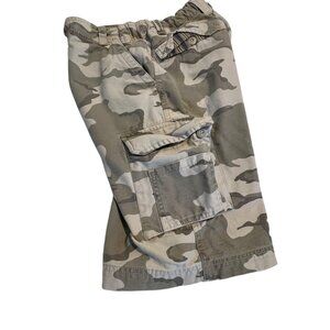 Boys' Faded Glory Vintage Cargo Shorts Size 12 Khaki Camouflage 100% Cotton Comf
